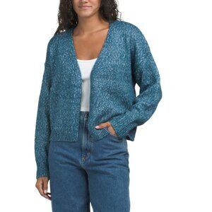 B MY STORY Blue Nubby Yarn Short Cardigan Sweater